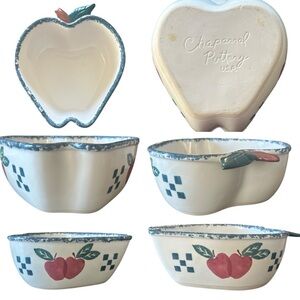 Vintage Chaparral Pottery Apple Shaped Baking Serving Dish Blue Sponge ware USA